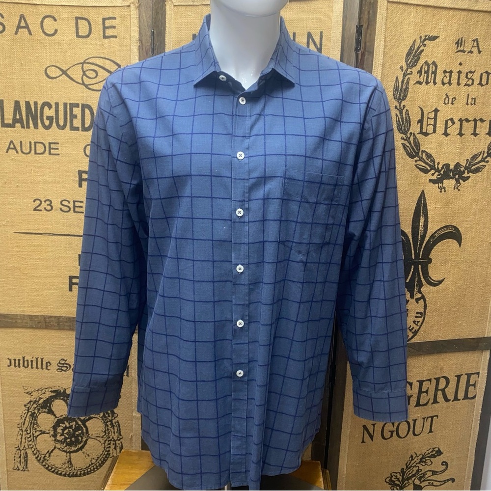 Billy Reid Windowpane Shirt, Made in Italy, XL, Standard Fit